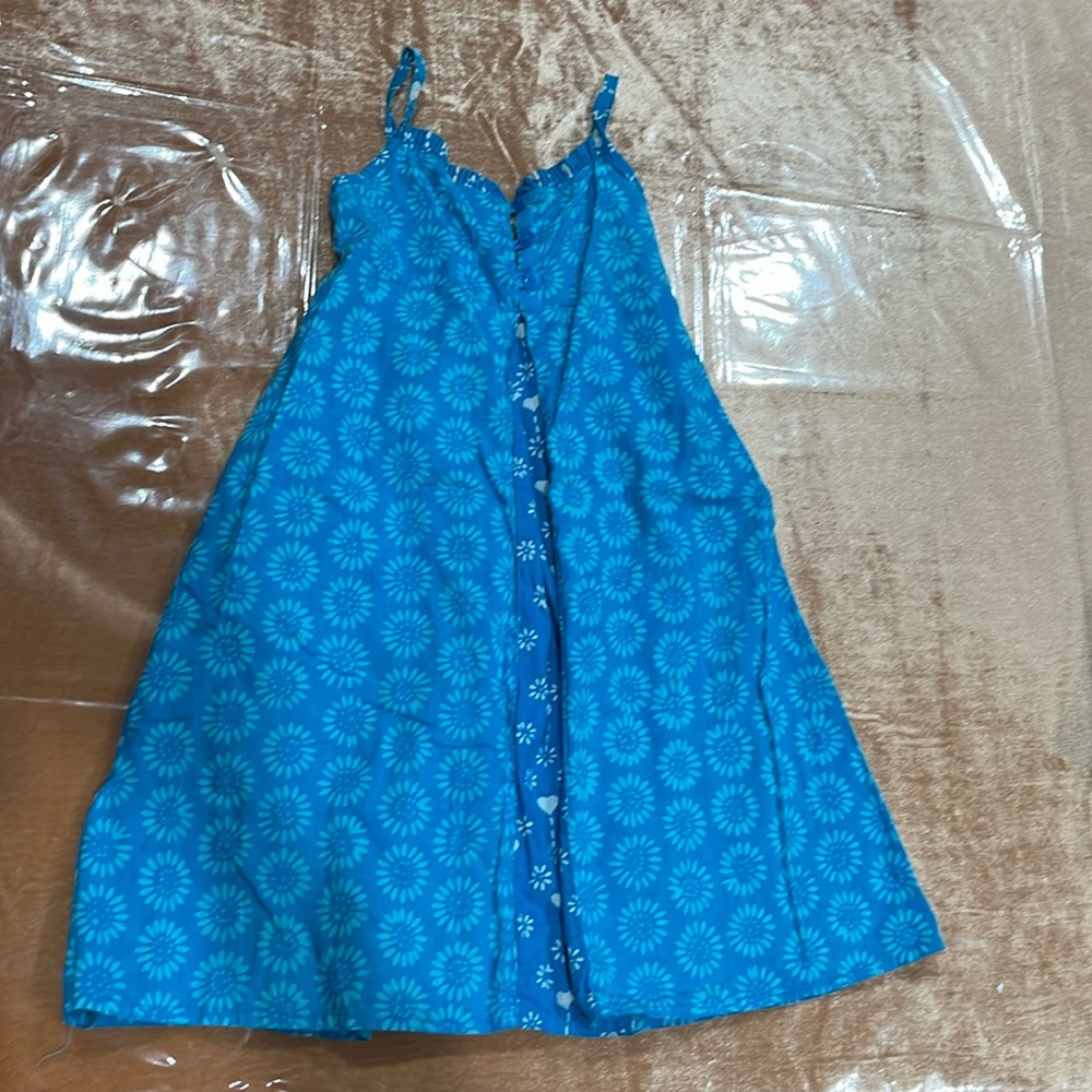 Girls sundress with straps, floral pattern, blue, size 4T, minimal wear